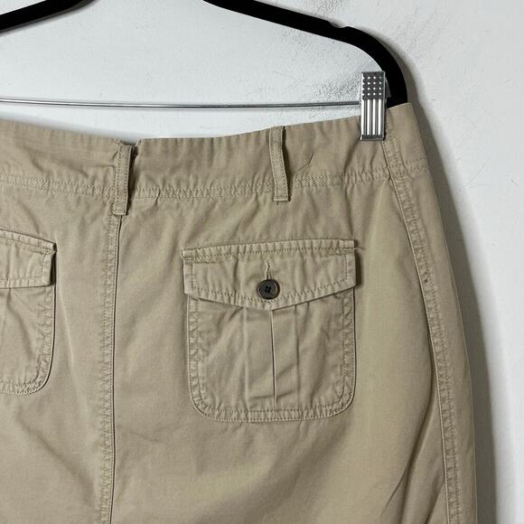 Lands’ End Women’s Khaki Mini Skirt 12 Tan Cargo 100% Cotton Above Knee Classic - Picture 5 of 9